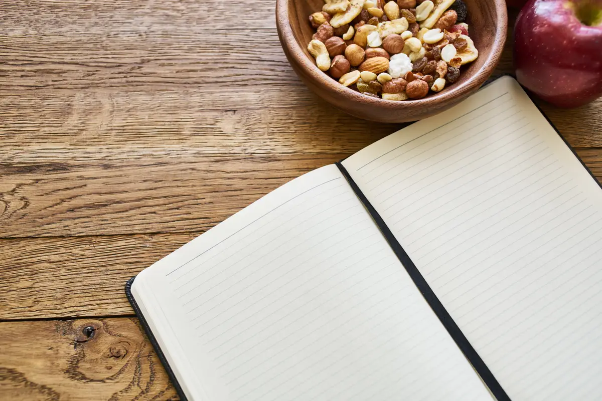 High angle view of food on table