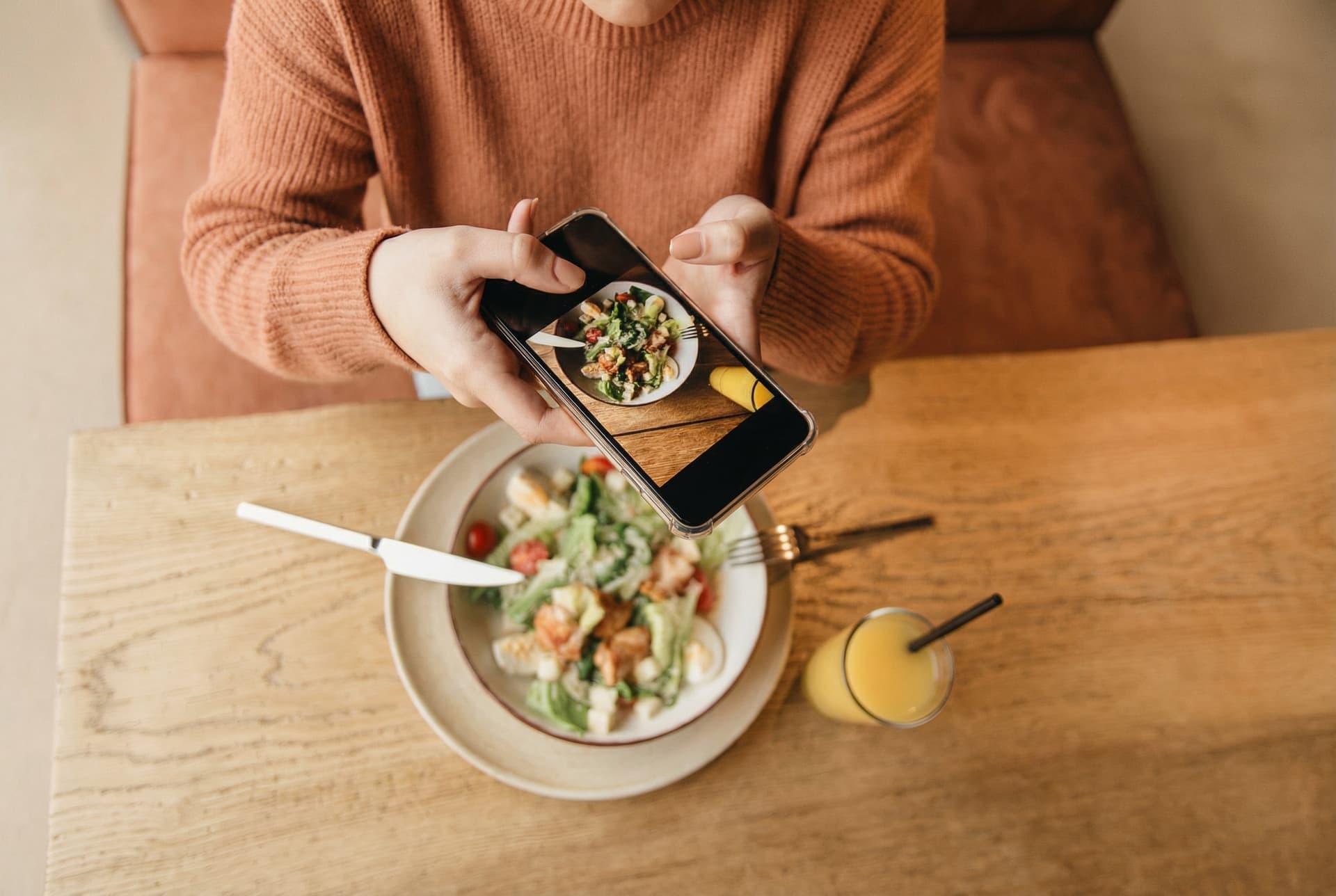 Taking photo of salad