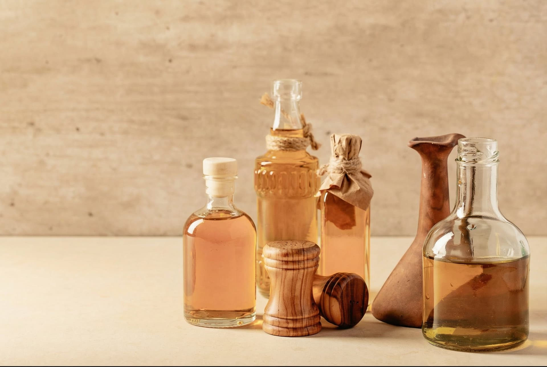 Olives and bottle of olive oil on wooden background